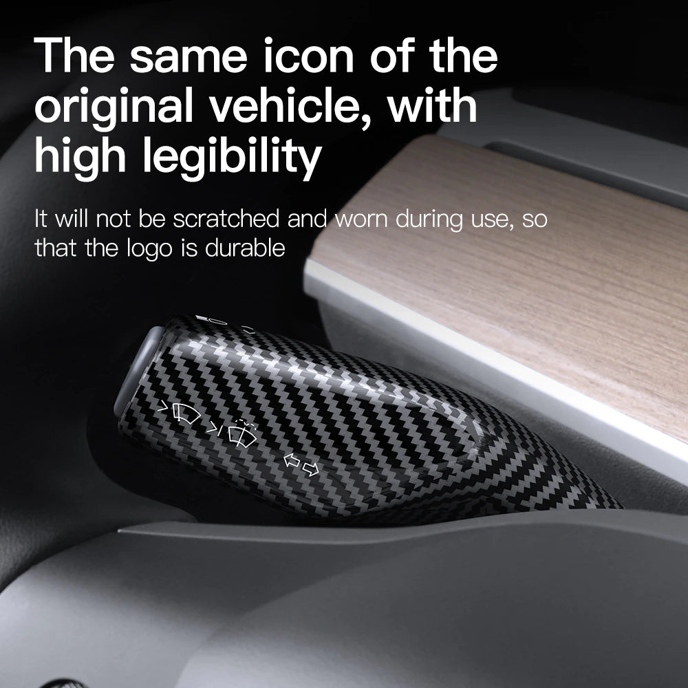 1 Pair Carbon Fiber Steering Wheel Whift Protection Cover for Tesla Model 3 Y ABS Car Column Shift Knob Cover Decor for Tesla