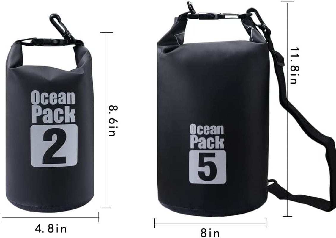 Dry Sack/Waterproof Bag for Boating, Kayaking, Hiking, Snowboarding, Camping, Rafting, Fishing and Backpacking (Black, 10L)