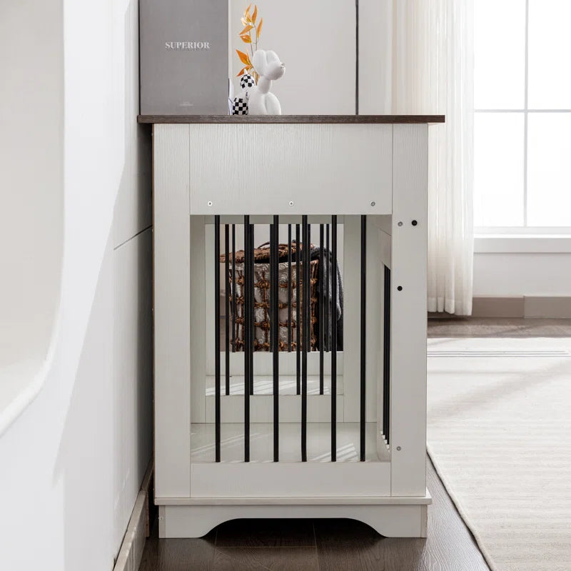 55" Wooden Dog Furniture End Table with Large Drawers -2-In-1 Furniture Style Dog Crate