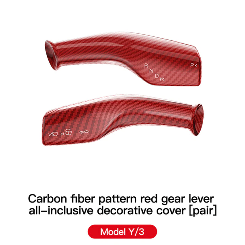 1 Pair Carbon Fiber Steering Wheel Whift Protection Cover for Tesla Model 3 Y ABS Car Column Shift Knob Cover Decor for Tesla