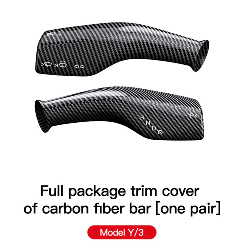 1 Pair Carbon Fiber Steering Wheel Whift Protection Cover for Tesla Model 3 Y ABS Car Column Shift Knob Cover Decor for Tesla