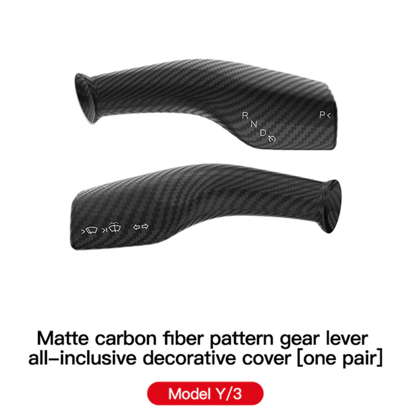 1 Pair Carbon Fiber Steering Wheel Whift Protection Cover for Tesla Model 3 Y ABS Car Column Shift Knob Cover Decor for Tesla