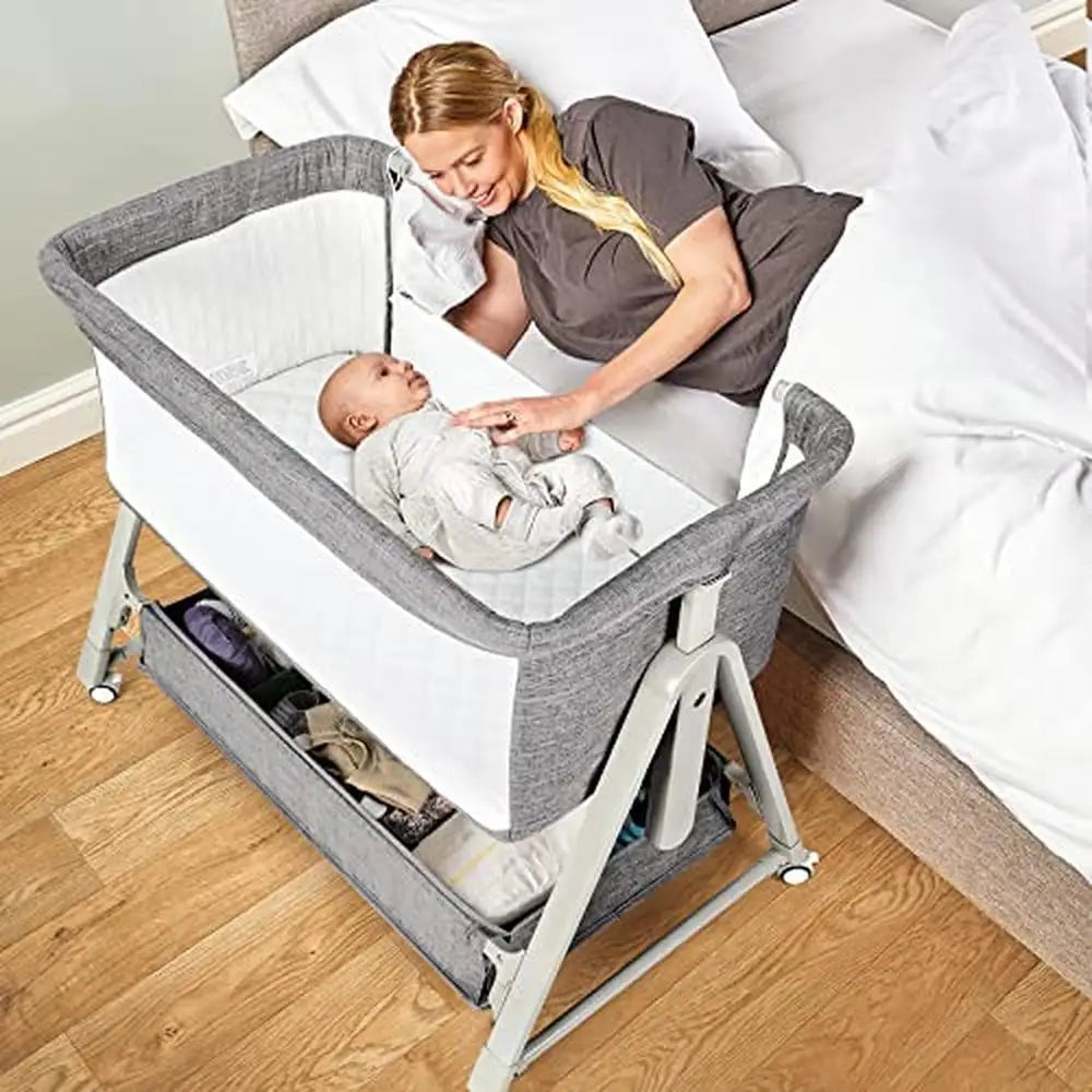 Adjustable Baby Bedside Sleeper Crib Storage Basket Breathable Mesh Infant Co-Sleeping Travel Bag Lightweight Portable Easy