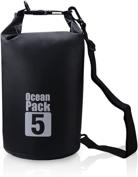 Dry Sack/Waterproof Bag for Boating, Kayaking, Hiking, Snowboarding, Camping, Rafting, Fishing and Backpacking (Black, 10L)