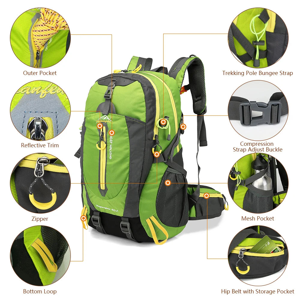 40L Waterproof Camping Backpack